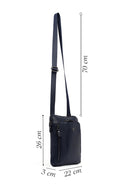 Men's Navy Leather Messenger Bag | Derimod