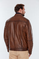 Ford (Plus) Men's Cognac Leather Jacket | Derimod