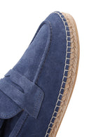 Men's Blue Suede Leather Espadrilles | Derimod