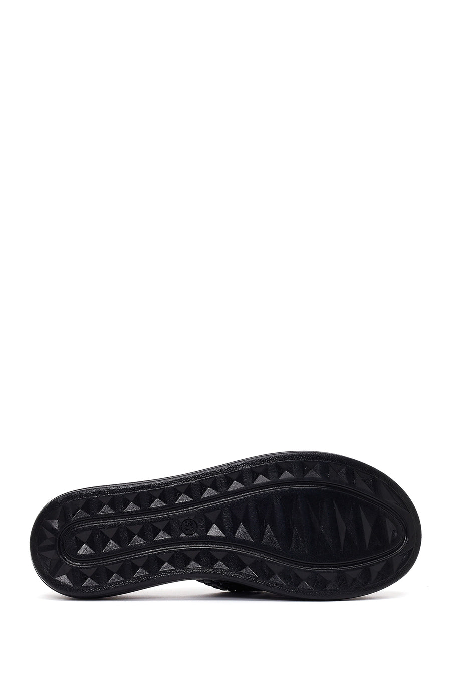 Woman Black Thick-Soled Leather Slipper