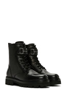 Women's Black Accessory Detailed Zippered Leather Boots | Derimod