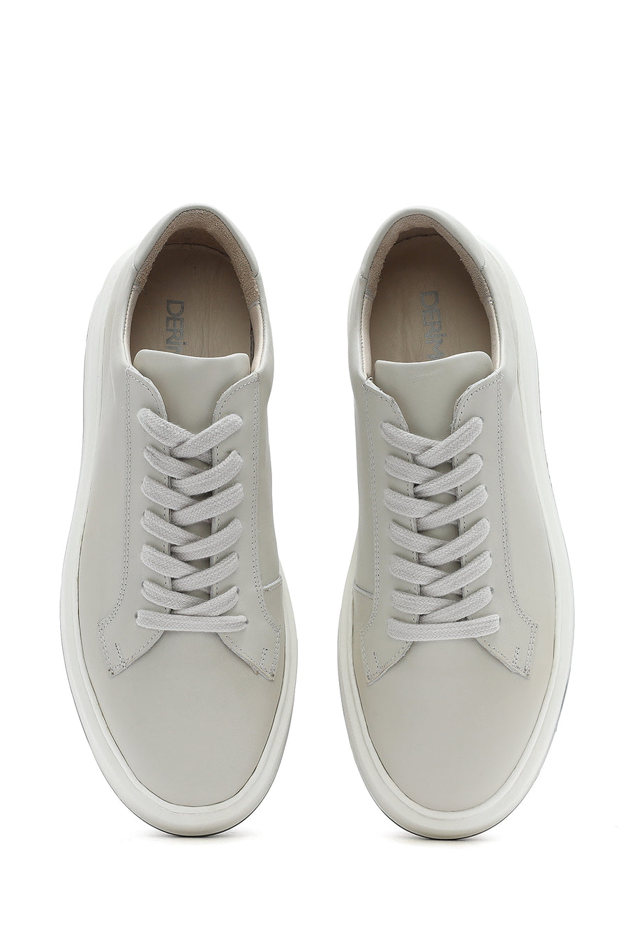 Men's White Thick Sole Lace Up Leather Sneaker