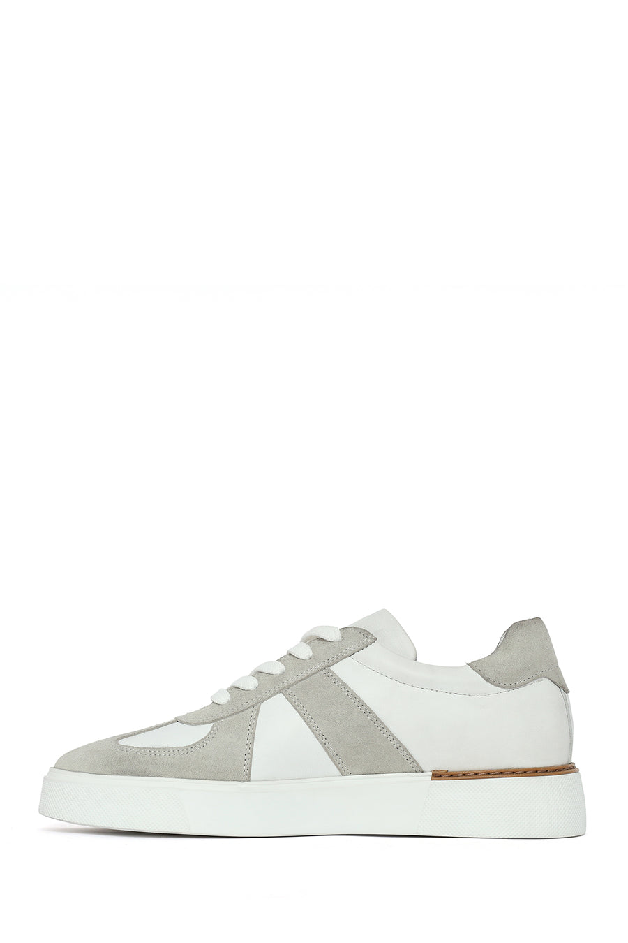 Men's White Lace-up Leather Sneaker
