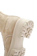 Women's Beige Thick Soled Suede Leather Boots | Derimod