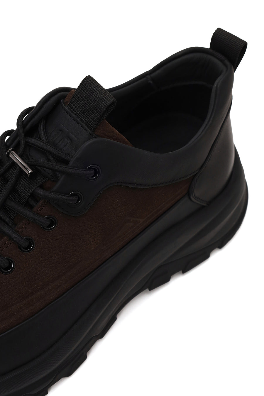 Erkek Kahverengi Bağcıklı Kalın Tabanlı Deri Casual Sneaker