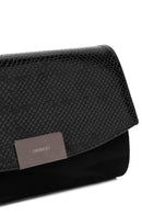 Women's Black Chain Strap Patterned Clutch Bag | Derimod