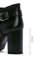 Women's Black Zippered Buckle Detailed Thick Heeled Boots | Derimod