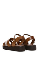 Women's Tan Ankle Strap Leather Bodrum Sandals | Derimod