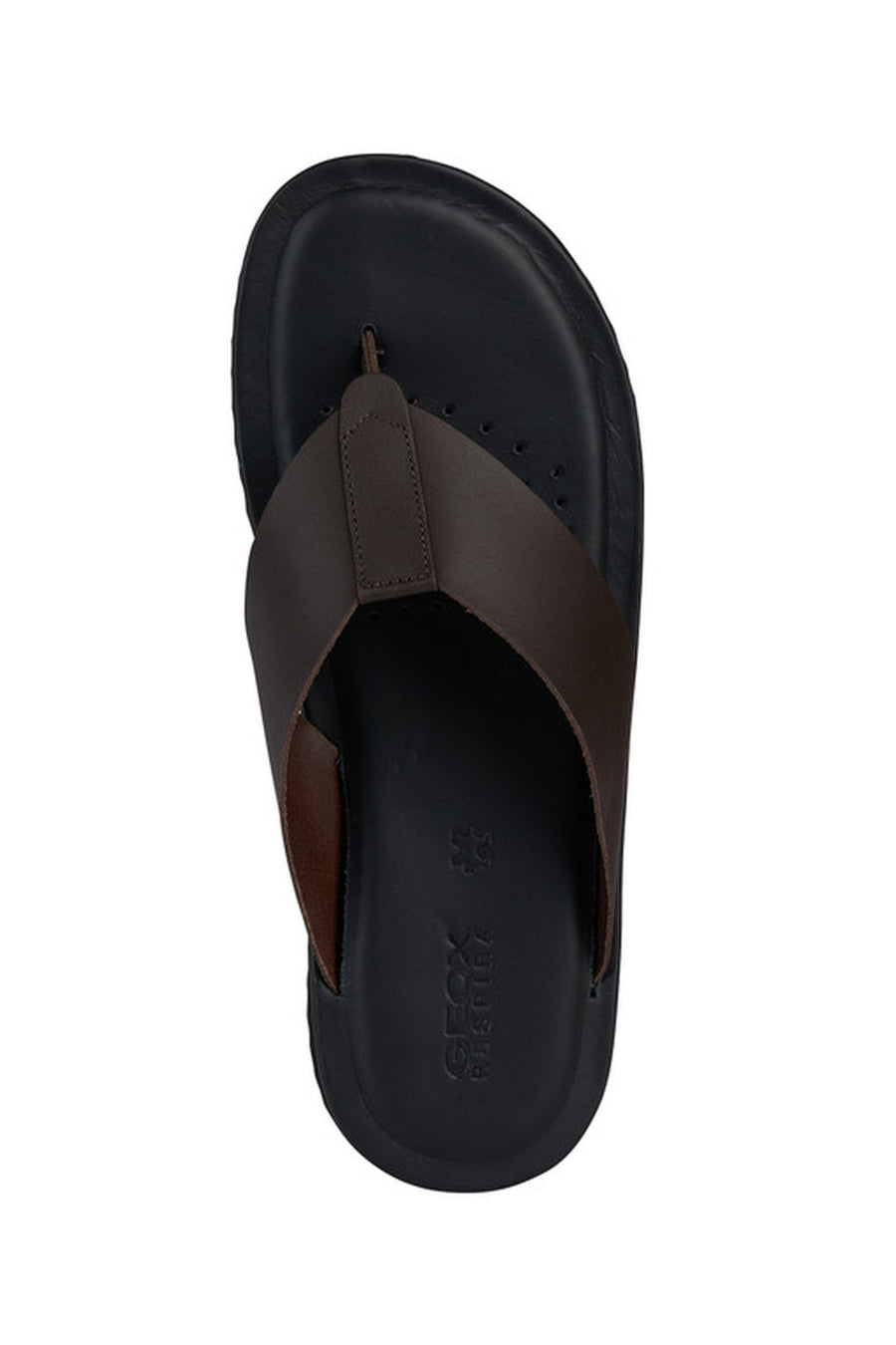 Geox Men's Brown Erice Leather Flip Flops