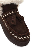 Woman Brown Thick-Soled Tasselled Suede Teddy Boots | Derimod