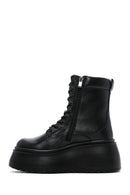 Women's Black Leather Platform Boots | Derimod