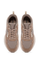 Women's Beige Suede Leather Thick Soled Sneaker | Derimod