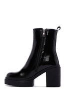 Women's Black Patent Leather Heeled Chelsea Boots | Derimod