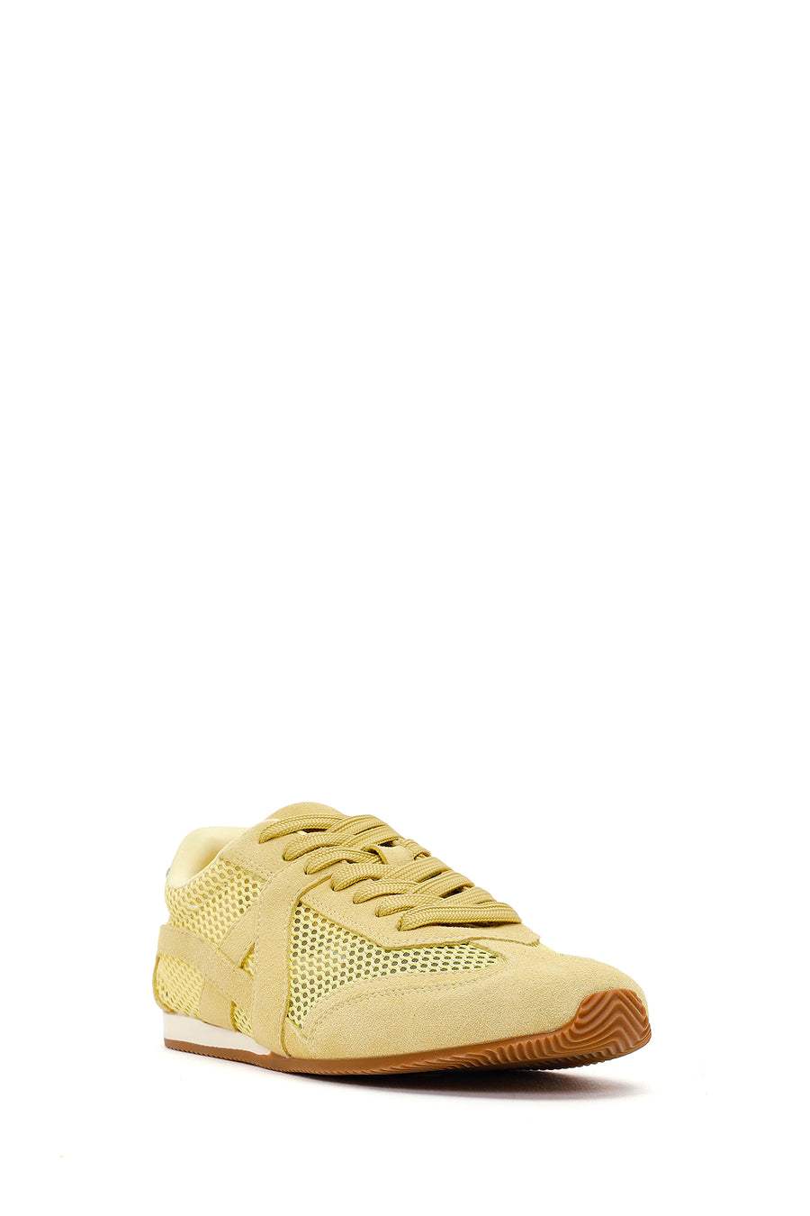 Women's Yellow Lace-up Suede Leather Sneaker