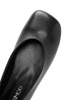 Women's Black Metal Detailed Leather Ballerinas | Derimod