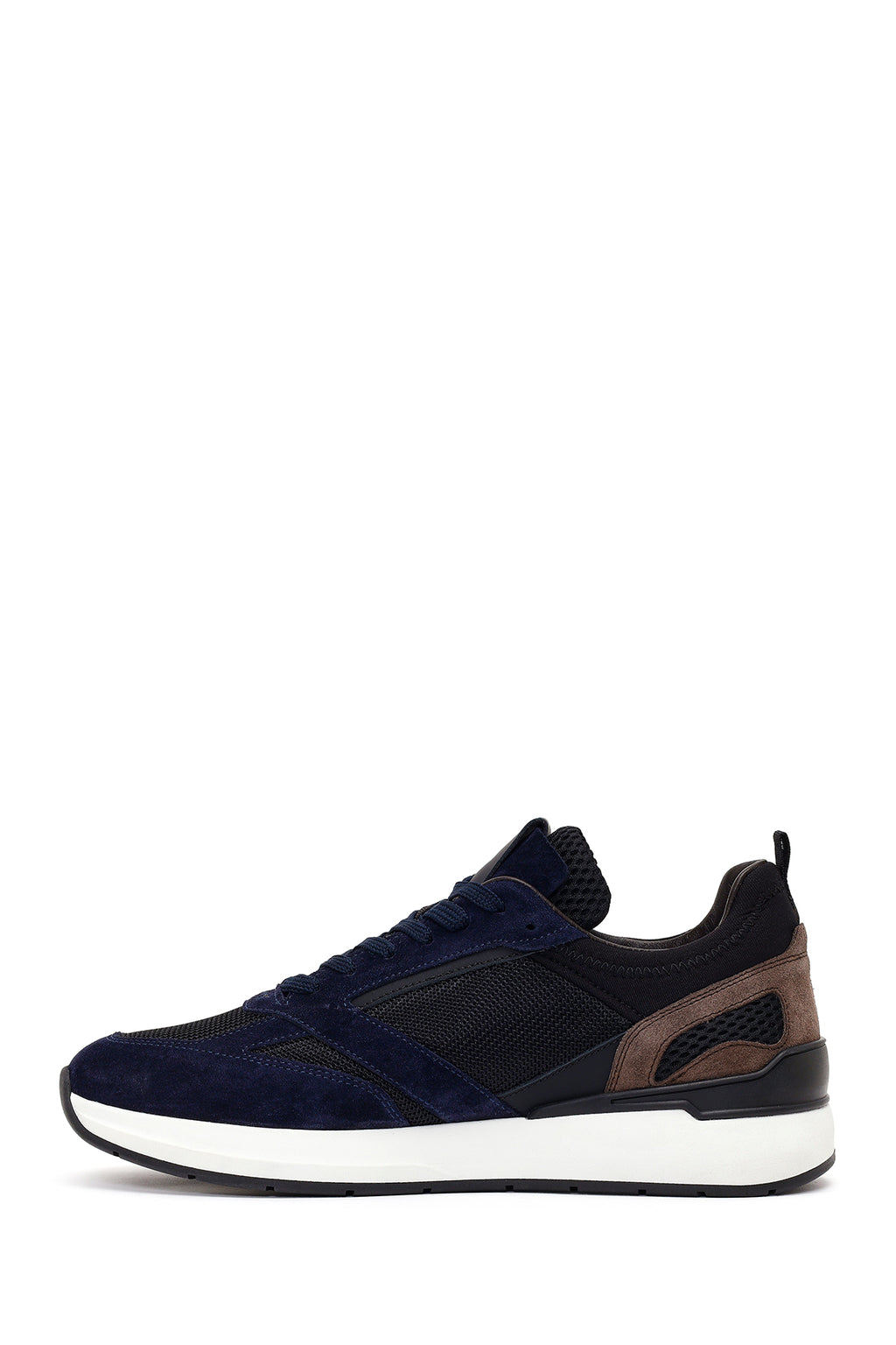Erkek Lacivert Bağcıklı Deri Casual Sneaker