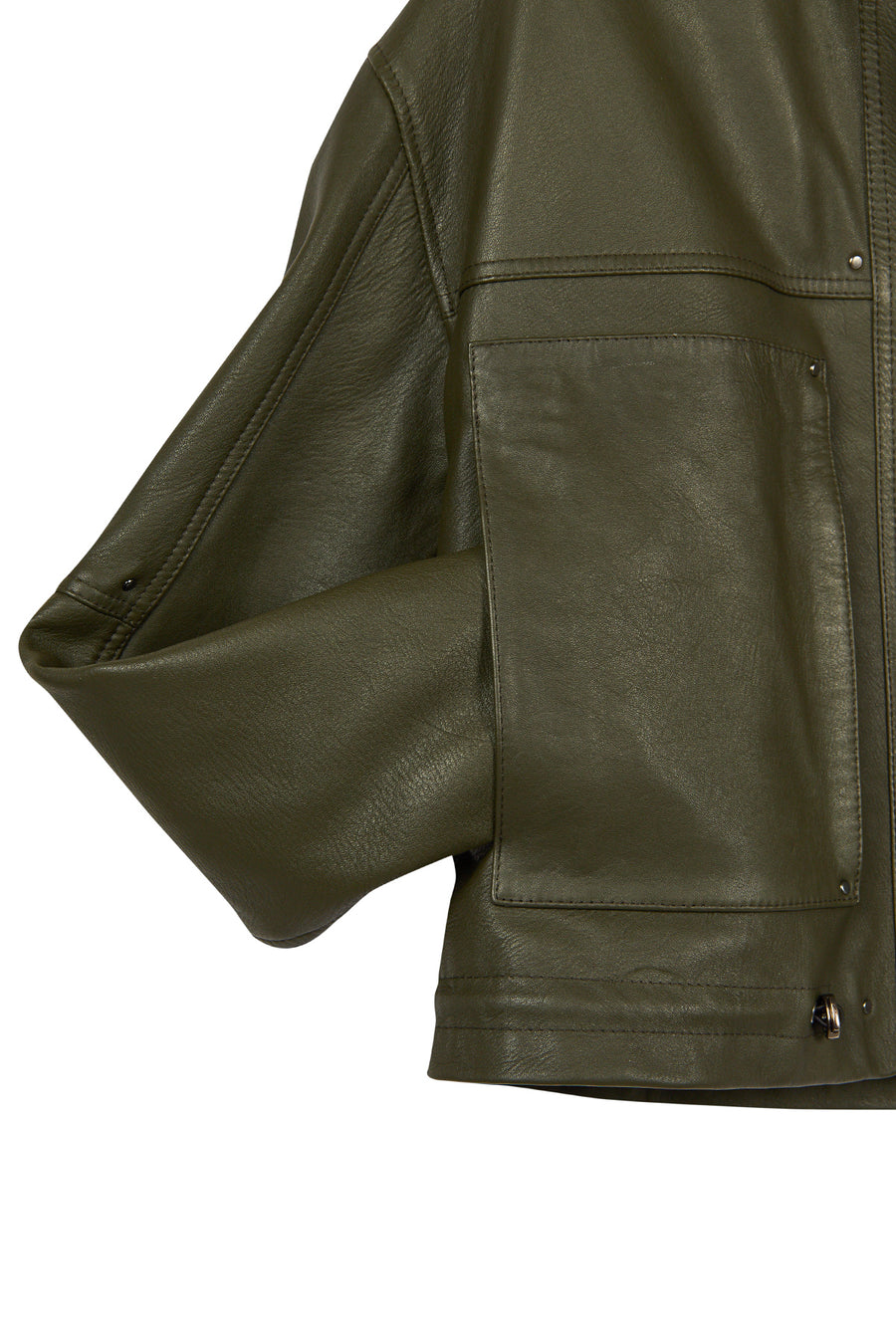 Madlen Woman Green Oversize Leather Jacket