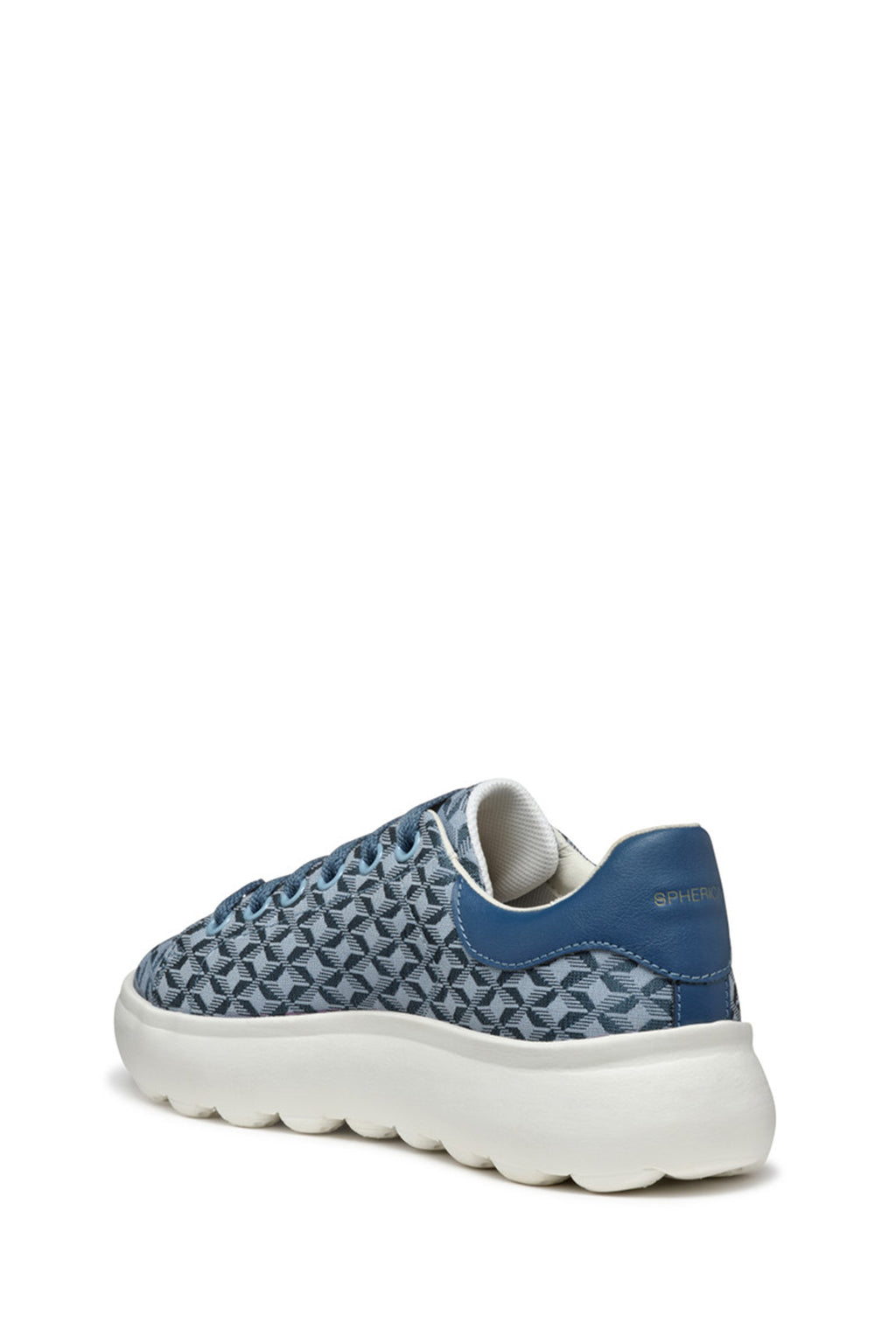 Geox Kadın Mavi D Spherica Ec4.D - Em. Tex + Sy Bağcıklı Desenli Kalın Tabanlı Sneaker