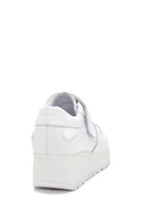 Women's White Leather Wedge Heel Sneaker | Derimod