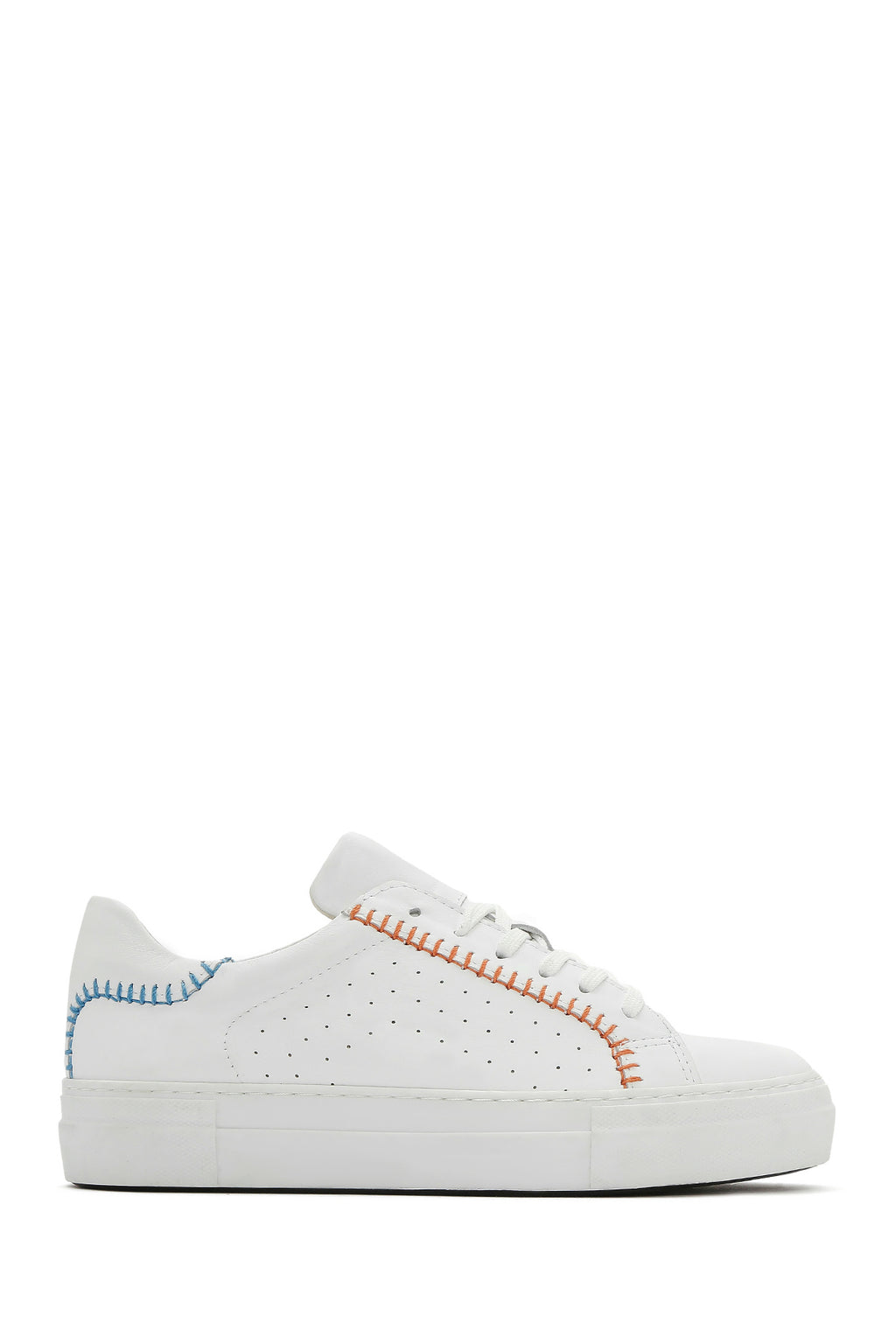 Kadın Beyaz Bağcıklı Deri Sneaker