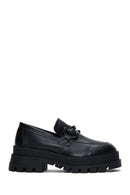 Women's Black Thick Soled Masculine Loafer | Derimod