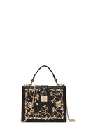Women's Black Long Strap Patterned Clutch Bag | Derimod