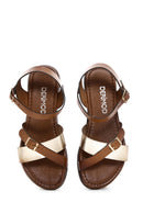 Women's Tan Ankle Strap Leather Bodrum Sandals | Derimod