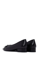 Kadın Siyah Kısa Topuklu Deri Babet | Derimod
