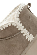 Women's Mink Fur Detailed Thick-Soled Suede Leather Boots | Derimod