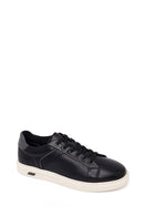 Erkek Siyah Bağcıklı Deri Sneaker | Derimod