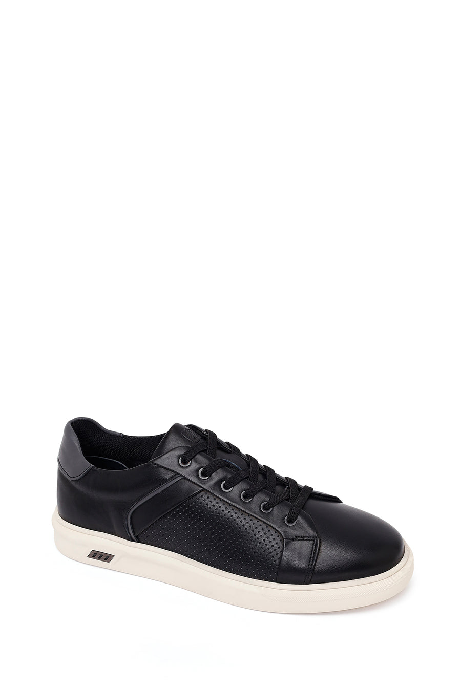 Erkek Siyah Bağcıklı Deri Sneaker
