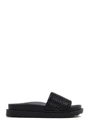 Women's Black Stone Slippers | Derimod