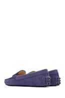 Women's Navy Blue Suede Leather Loafer | Derimod
