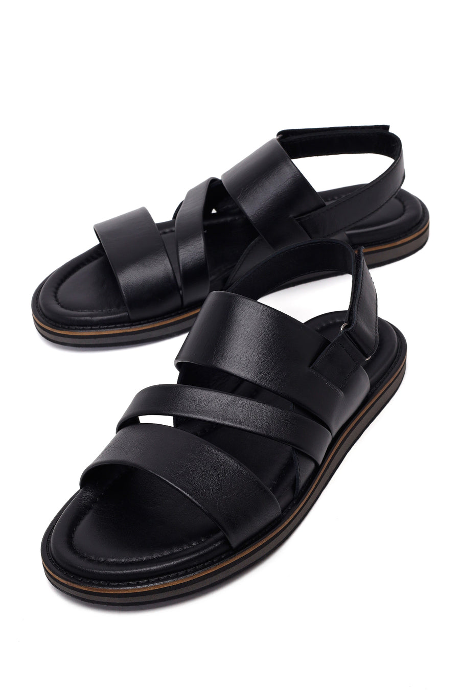 Men's Black Leather Sandals