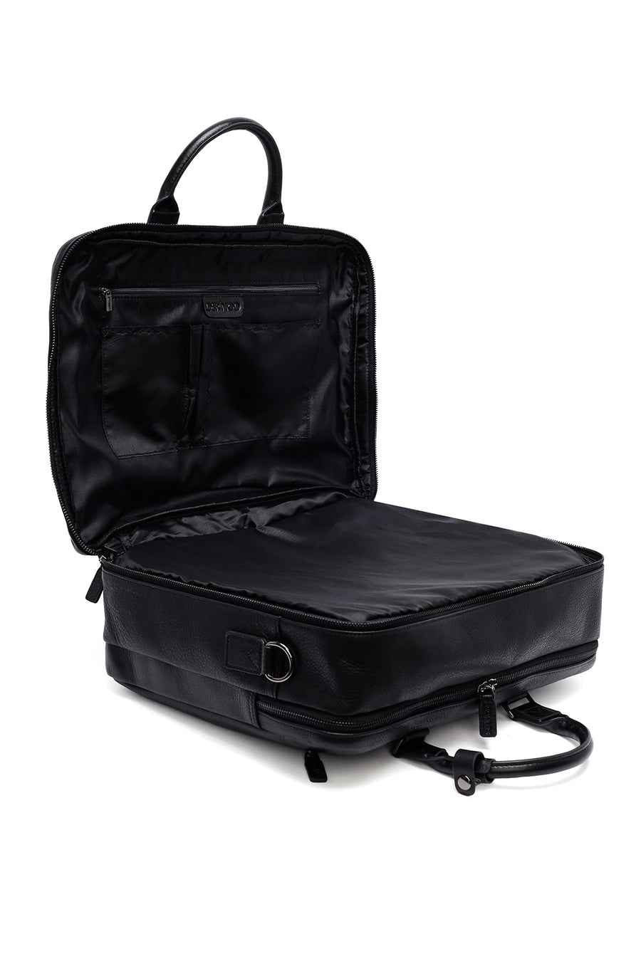 Men's Black Long Suspender Leather Briefcase