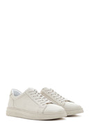 Men's Ecru Lace-Up Leather Sneaker | Derimod