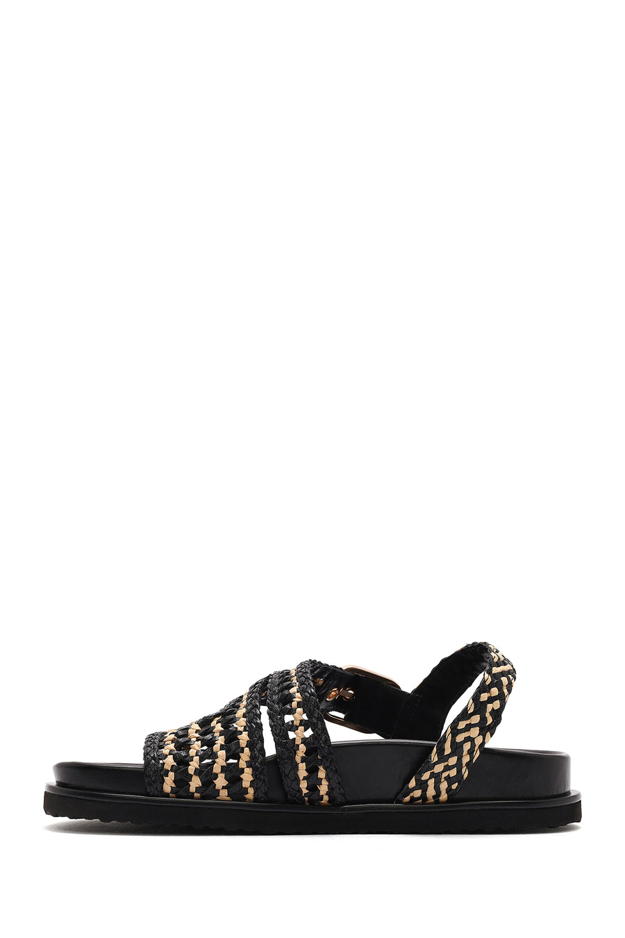 Women's Black Strappy Leather Sandals