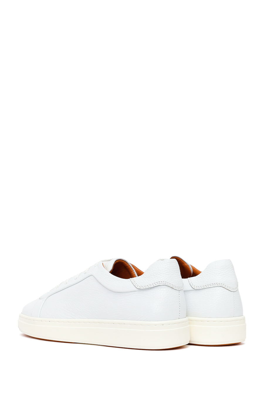 Male White Lace-Up Leather Sneaker