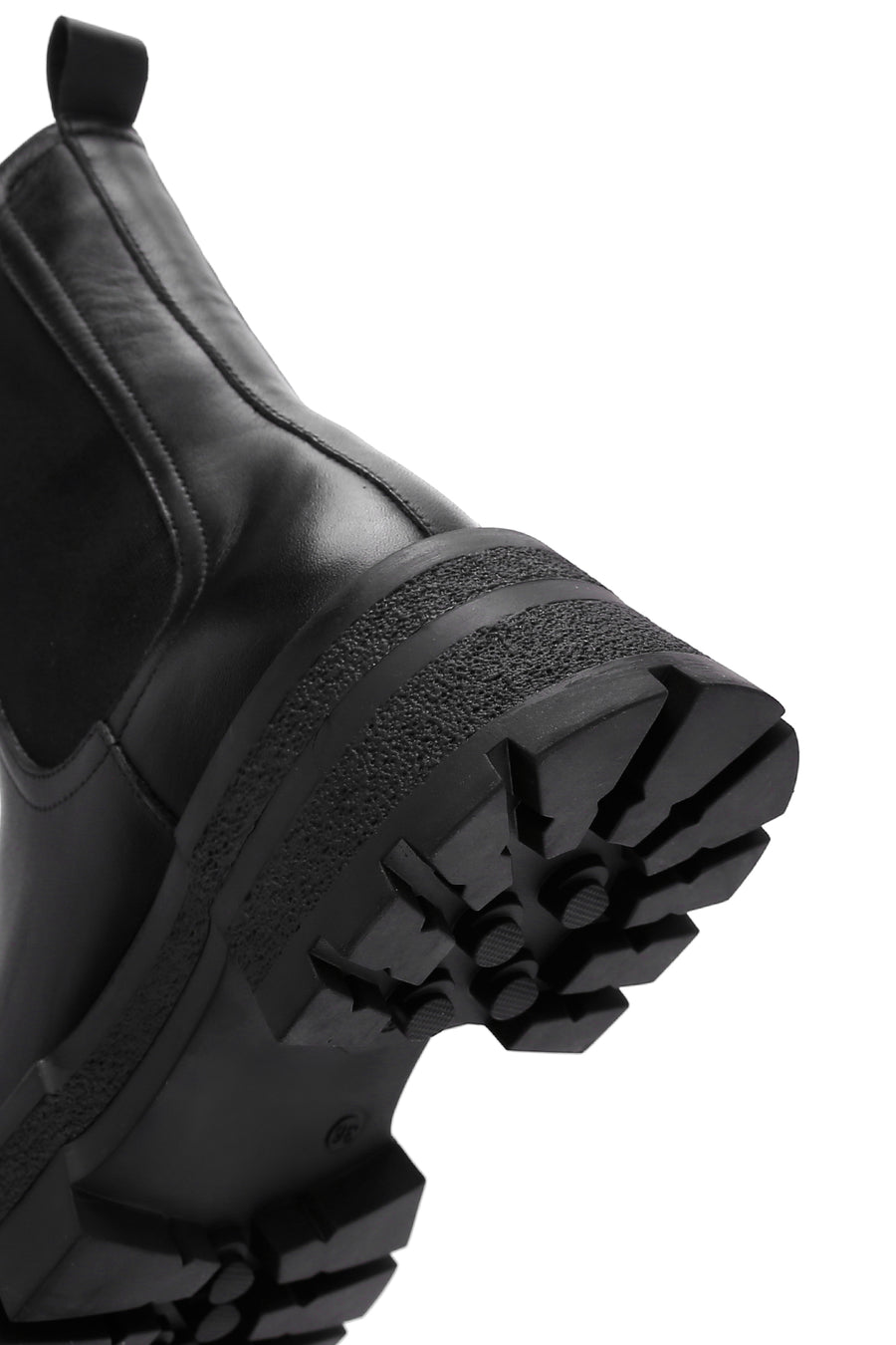 Women's Black Thick Soled Leather Chelsea Boots