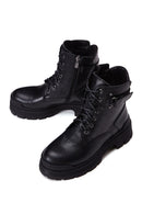 Women's Black Leather Thick Soled Boots | Derimod
