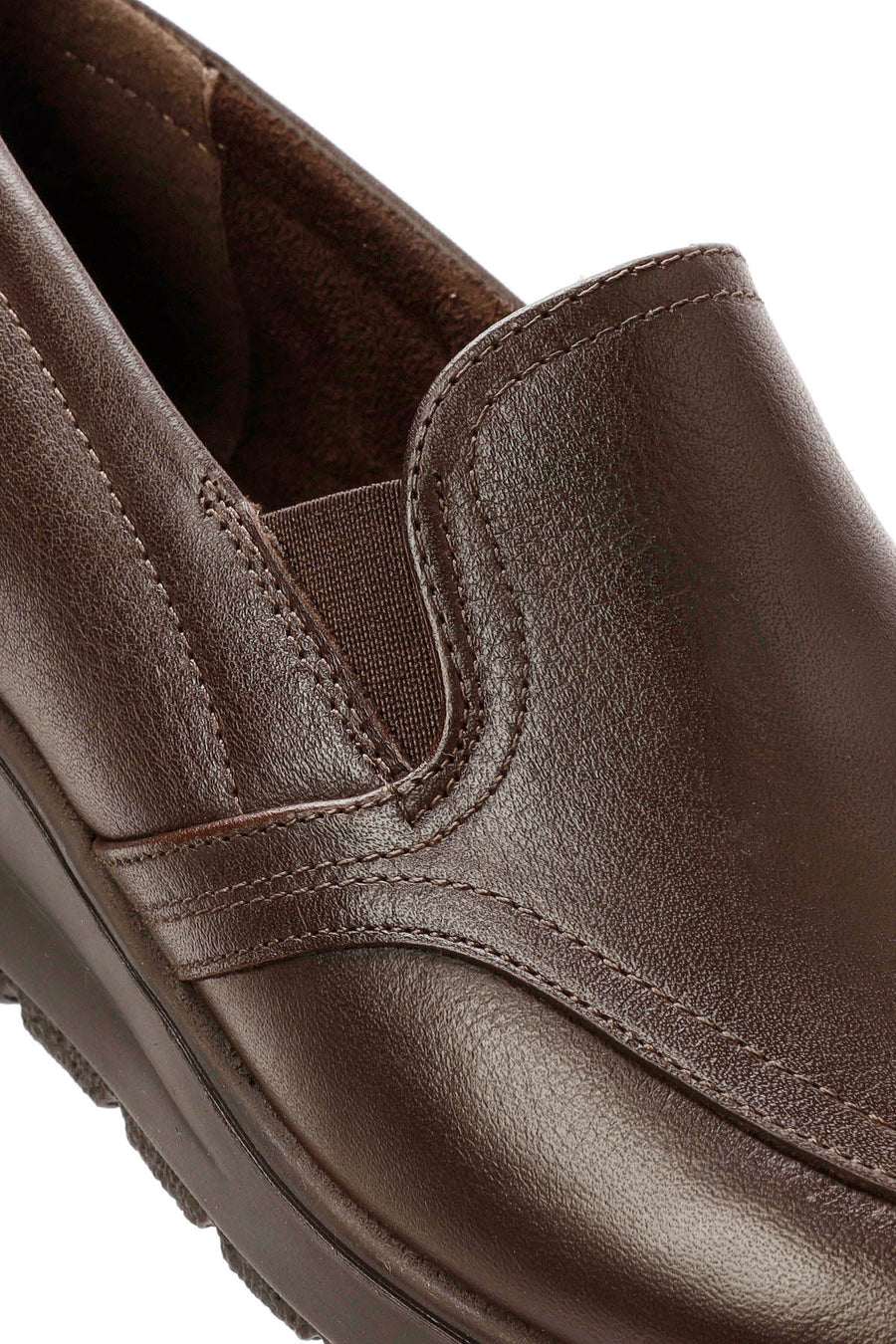 Women's Brown Wedge Heel Leather Comfort Loafer