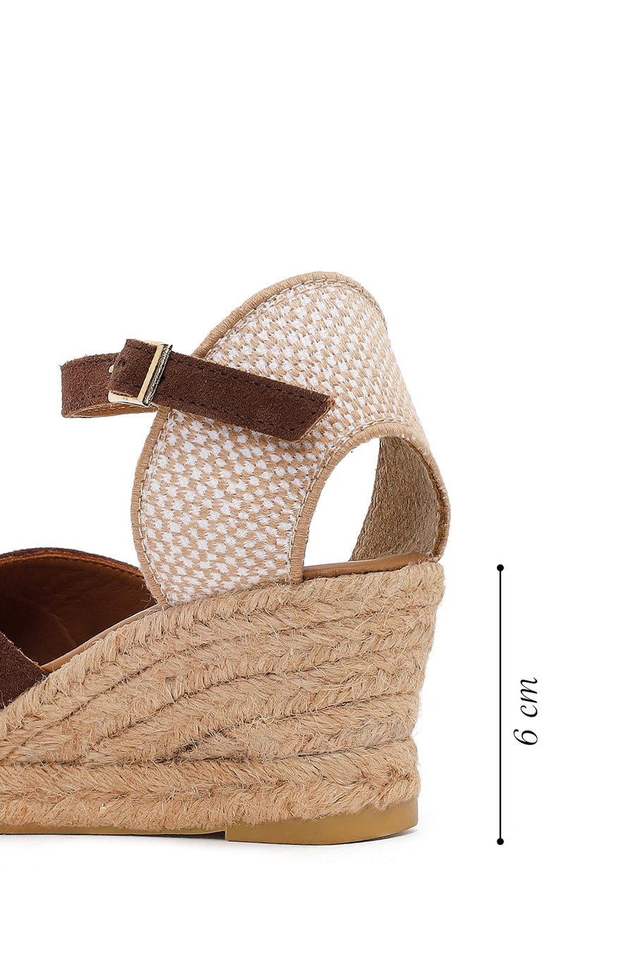 Women's Brown Ankle Strap Wedge Heel Suede Leather Espadrille Sandals