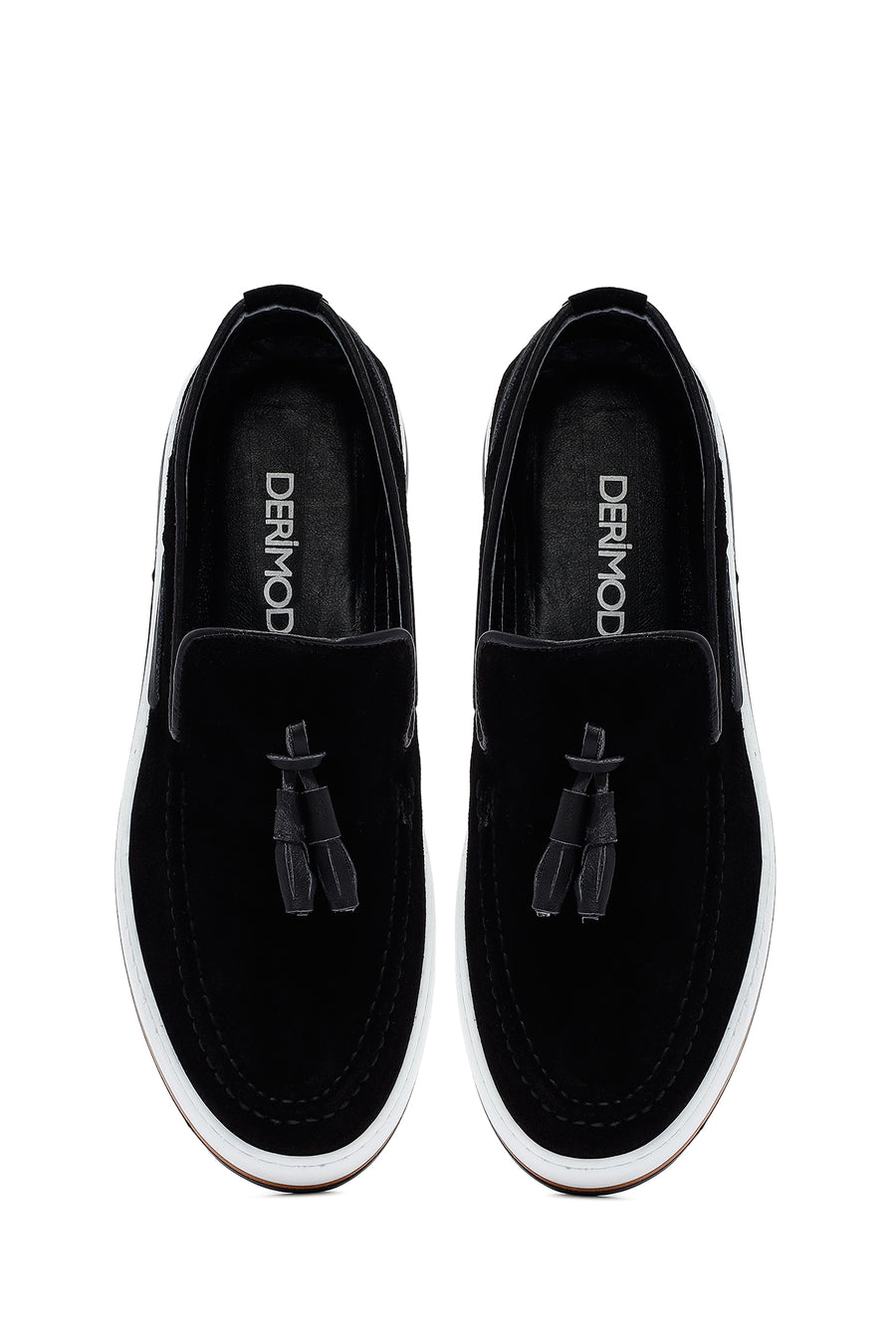 Erkek Siyah Püsküllü Süet Deri Casual Loafer