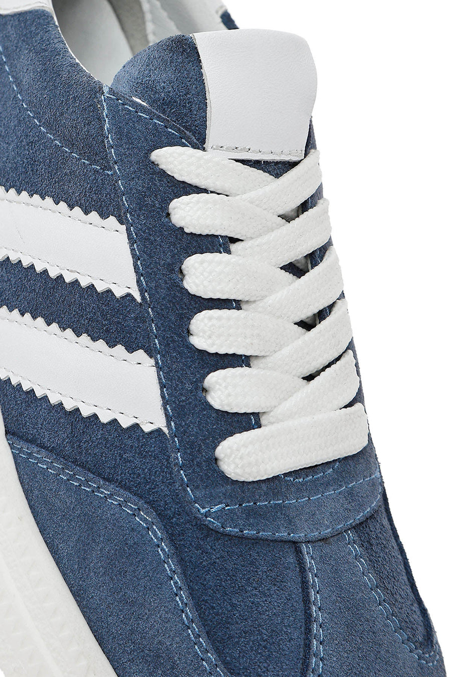 Kadın Mavi Bağcıklı Kalın Tabanlı Süet Deri Sneaker