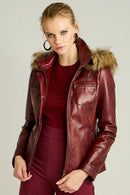 Elena Women's Leather Jacket | Derimod