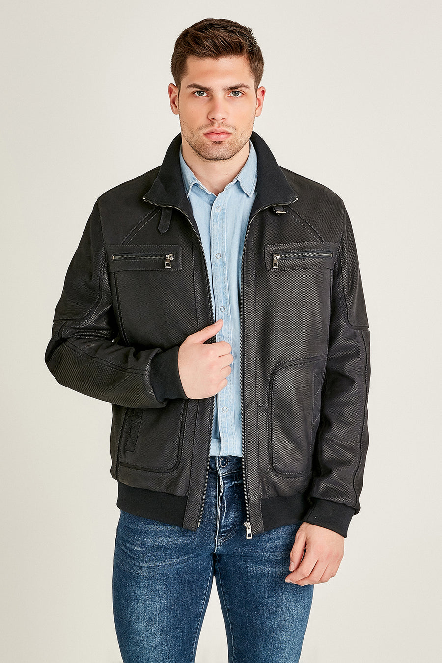 Oliver Men's Leather Jacket 19SGD6285RP | Derimod
