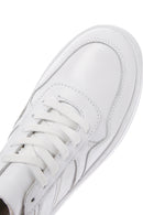 Women's White Lace-up Thick-Sole Leather Sneaker | Derimod