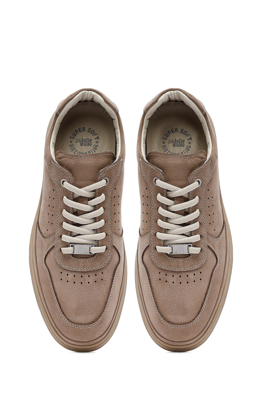 Erkek Vizon Bağcıklı Nubuk Deri Sneaker