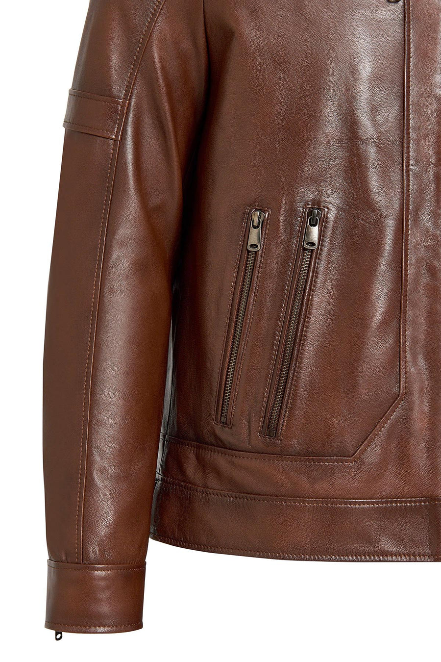 Patrick Men's Brown Judge Collar Leather Jacket