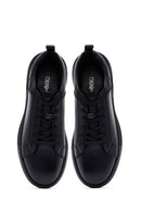 Erkek Siyah Bağcıklı Deri Casual Sneaker | Derimod
